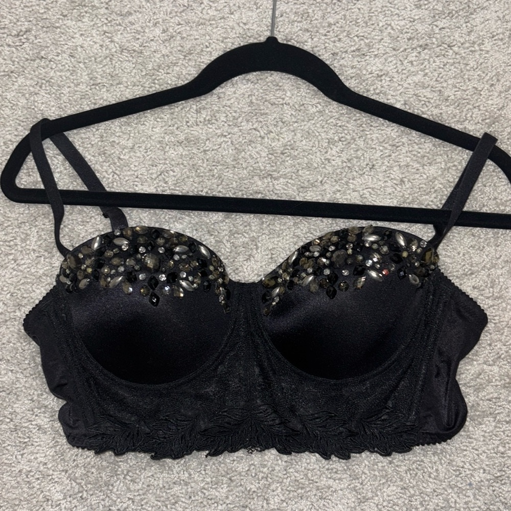 Bebe jeweled black corset bra in size M